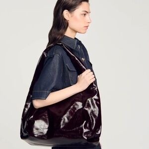 Sandro Large Shiny Leather Bag